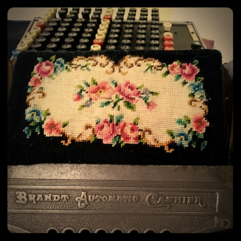 Vintage needlepoint wallet or clutch.